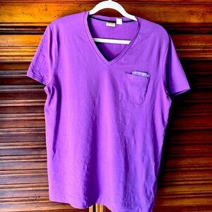 HUGO BOSS ORANGE Line/ Purple Cotton and Elastane T-Shirt